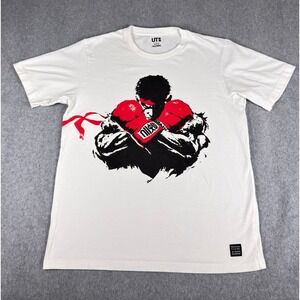 Street Fighter Ryu Capcom Uniqlo Video Game White Graphic T-Shirt Large